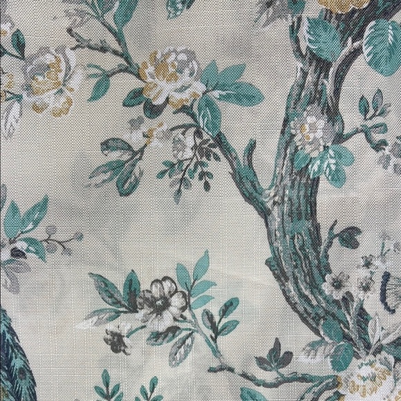 Laura Ashley Peacock Curtains 2 Panels Pole Top Floral Teal Cream 38 x 96 NEW - Picture 3 of 11